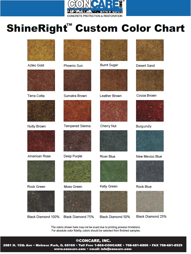 high gloss custom coating color chart