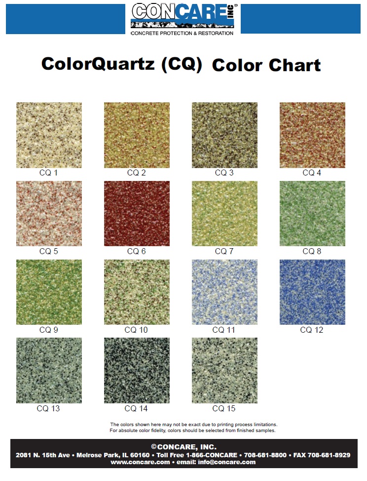 epoxy coating color quartz chart