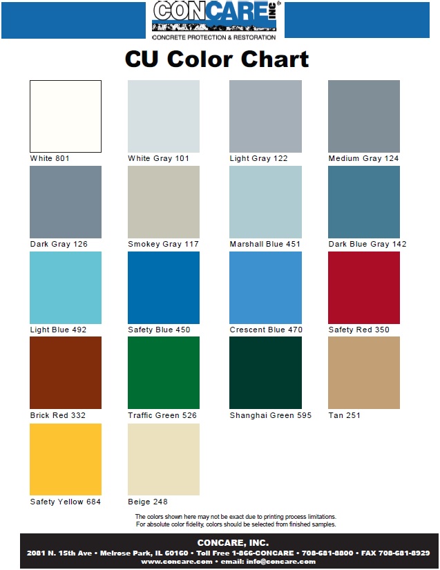 concrete urethane color chart