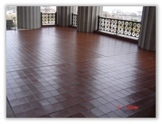 restored stadium floor tiles