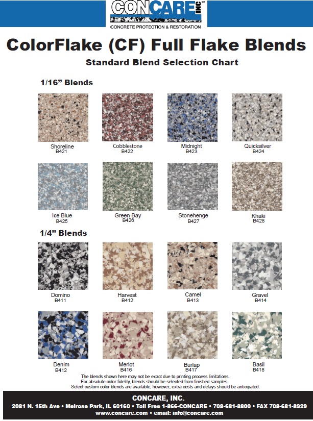 color flake coating color chart