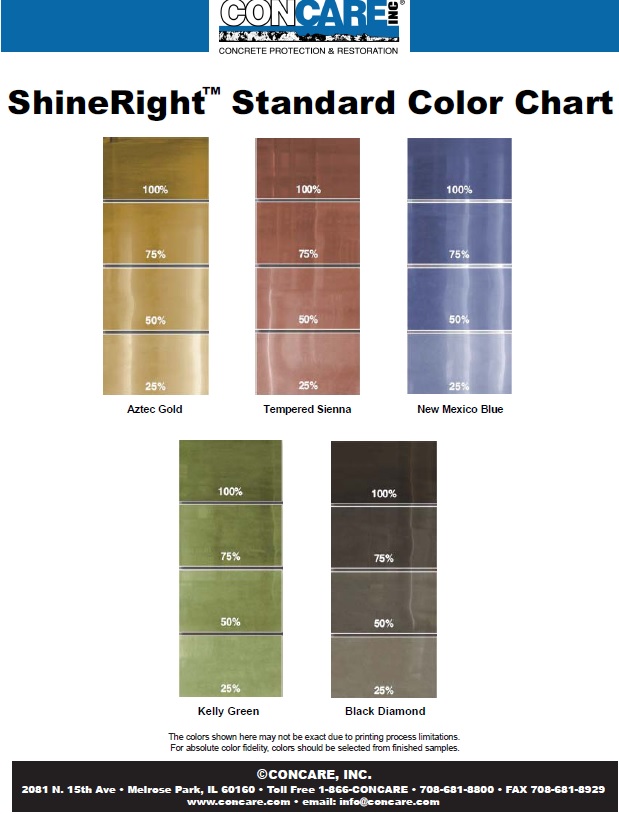 high gloss coating color chart